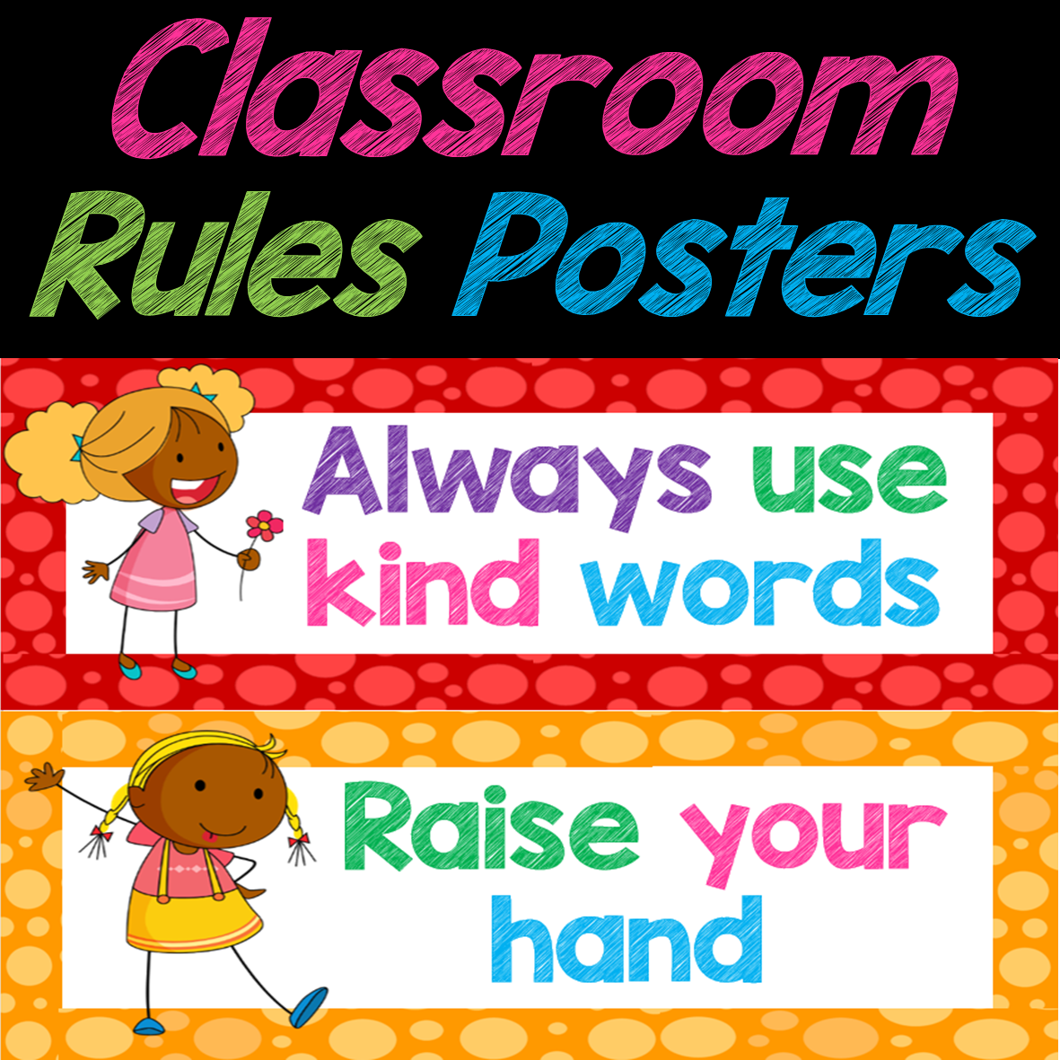 Classroom Rules Posters Flashcards Decor Editable PPT Back To School