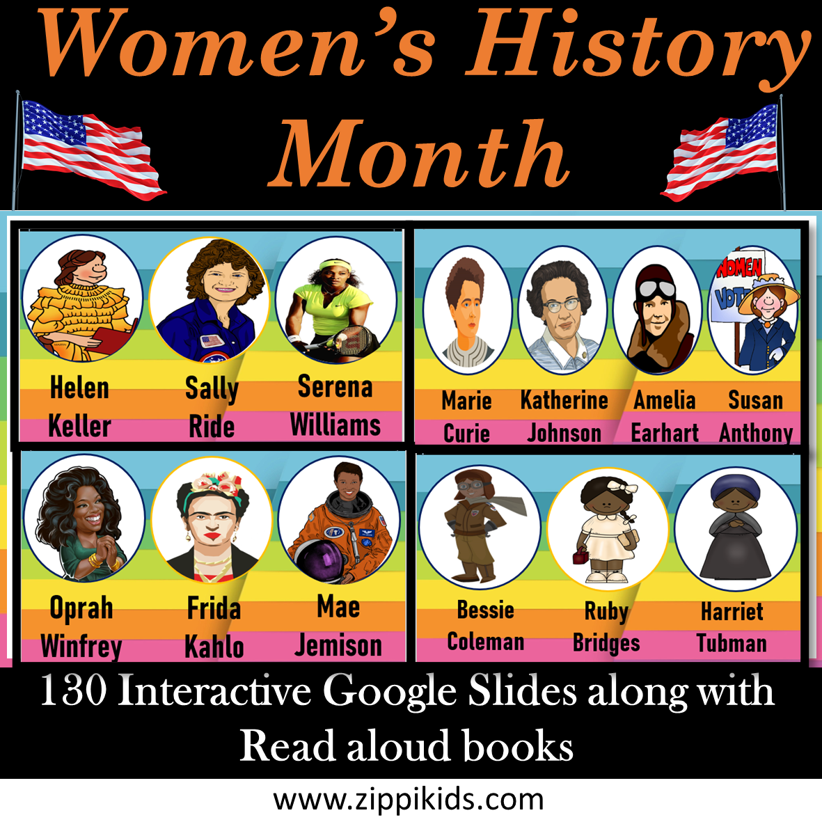 Women History Month Bundle - 13 Women Hero - 130 Google Slides