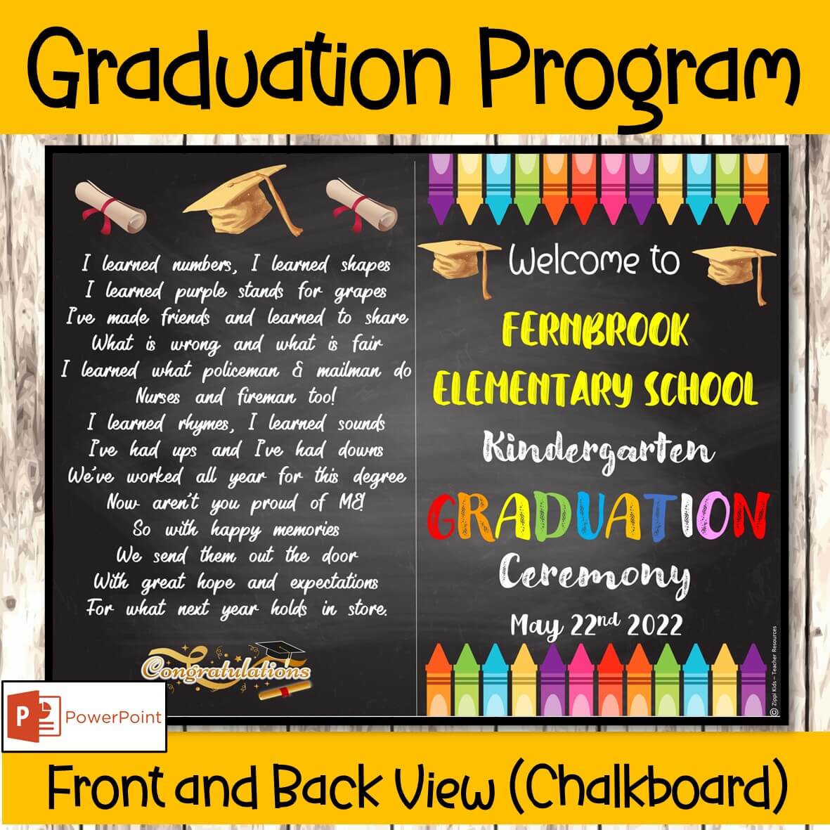EDITABLE Kindergarten Graduation Ceremony Program Template For All Grades