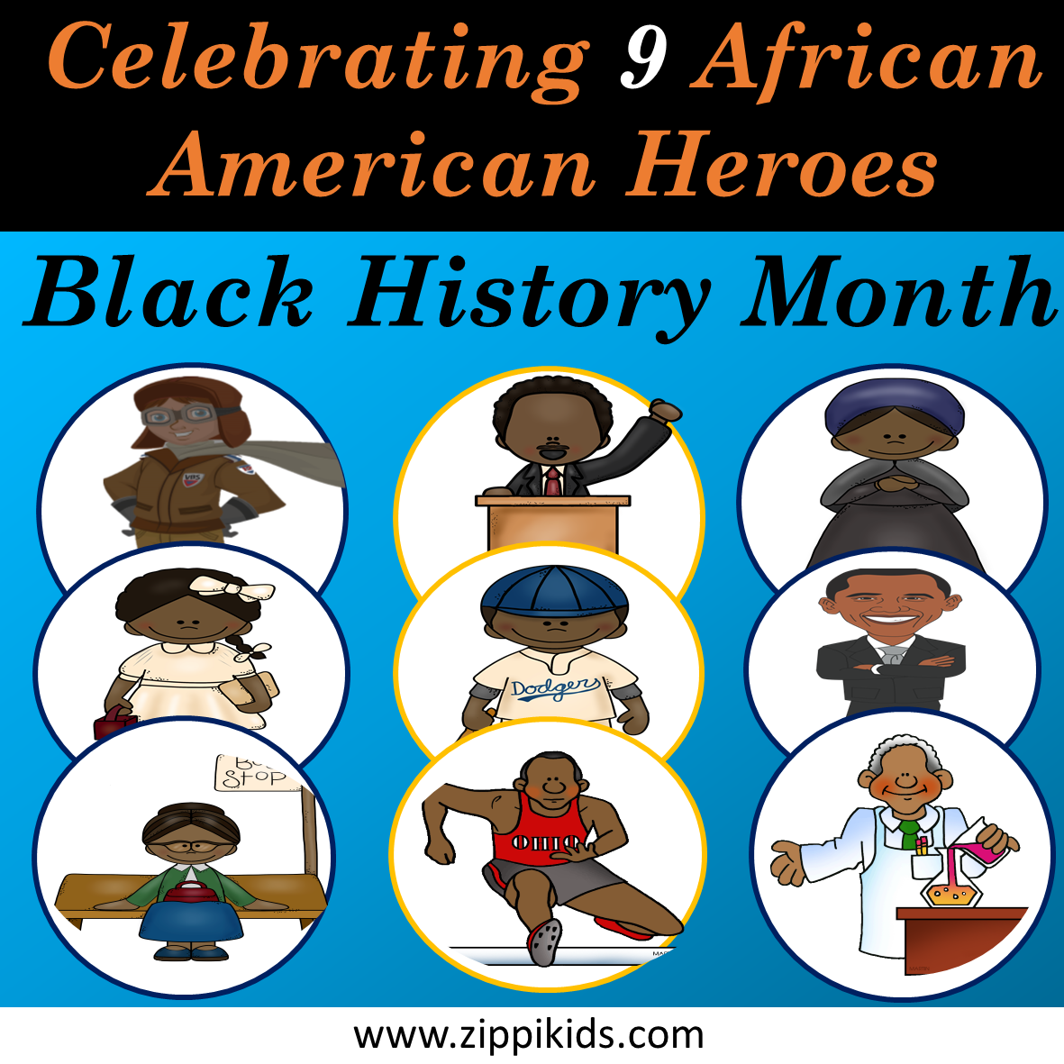 Black History Month - 9 African American Heroes - 150 Google Slides