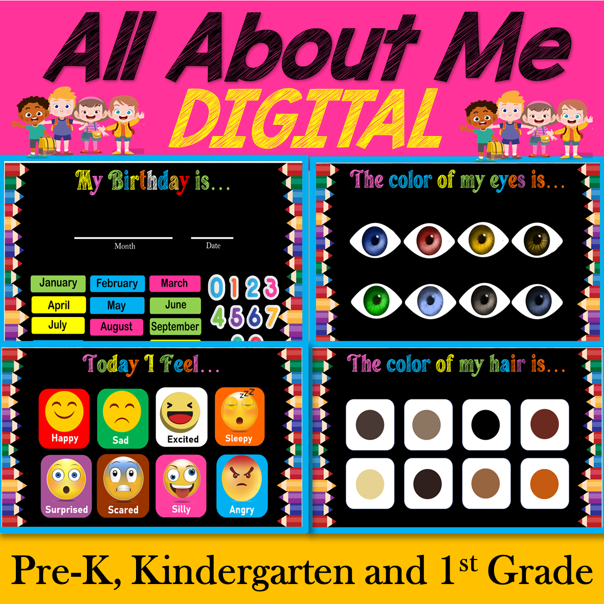 Digital All About Me Activities For Distance Learning, Virtual  or in-person