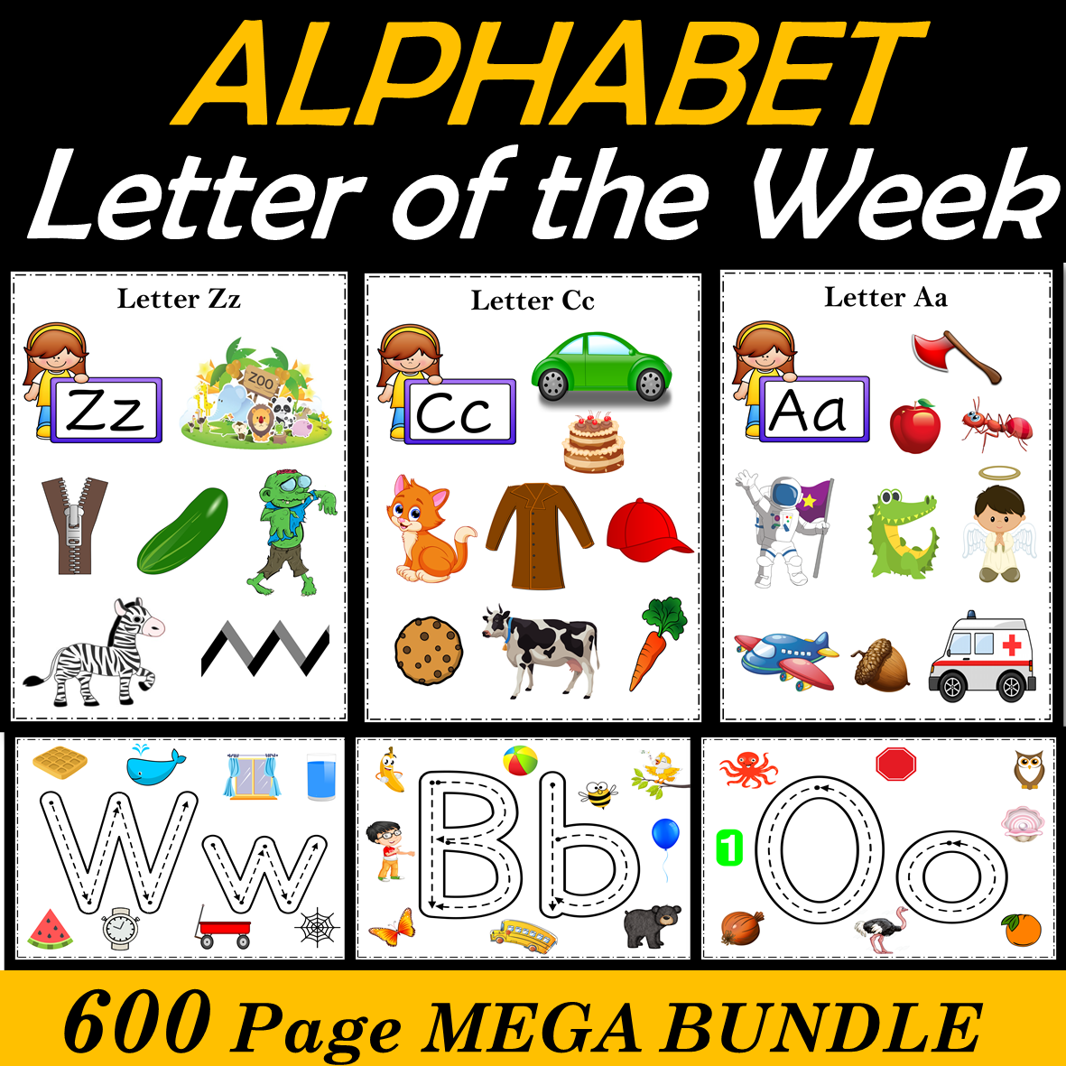 Alphabet Letter of the Week A to Z Fine Motor Fun | Back to School MEGA Bundle
