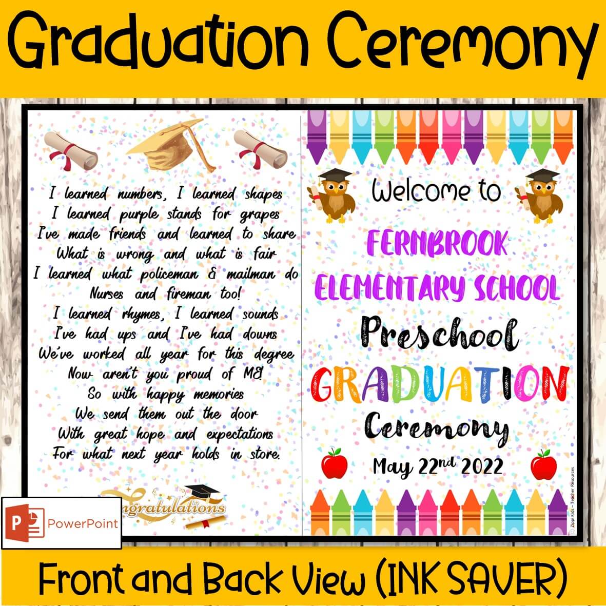 EDITABLE Kindergarten Graduation Ceremony Program Template For All Grades