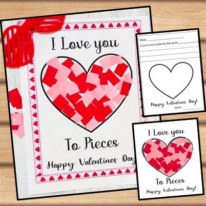 I love you to Pieces Valentines day craft 