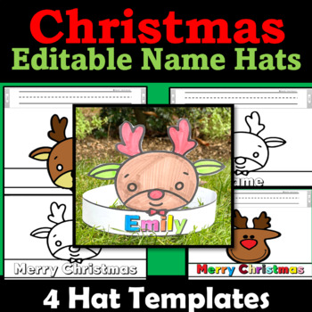 Rudolph Reindeer Name Hat Crown, Christmas Craft, Coloring Activities