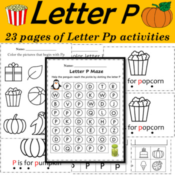 Letter of the week: LETTER P-NO PREP WORKSHEETS- LETTER P Alphabet