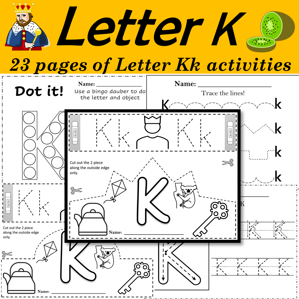 Letter of the week: LETTER K-NO PREP WORKSHEETS- LETTER K Alphabet