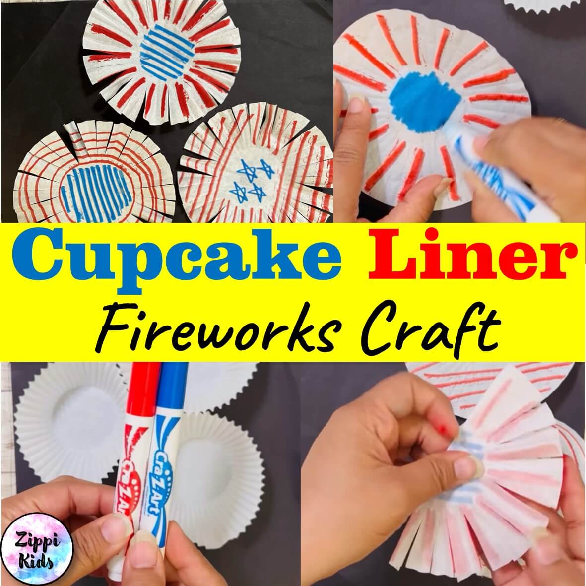 Cupcake Liner Firework fine motor Craft