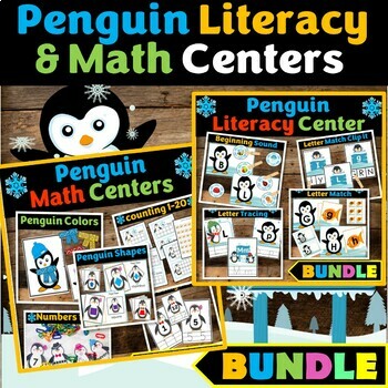Penguin Activities, Penguin Math & Literacy Winter Task Cards