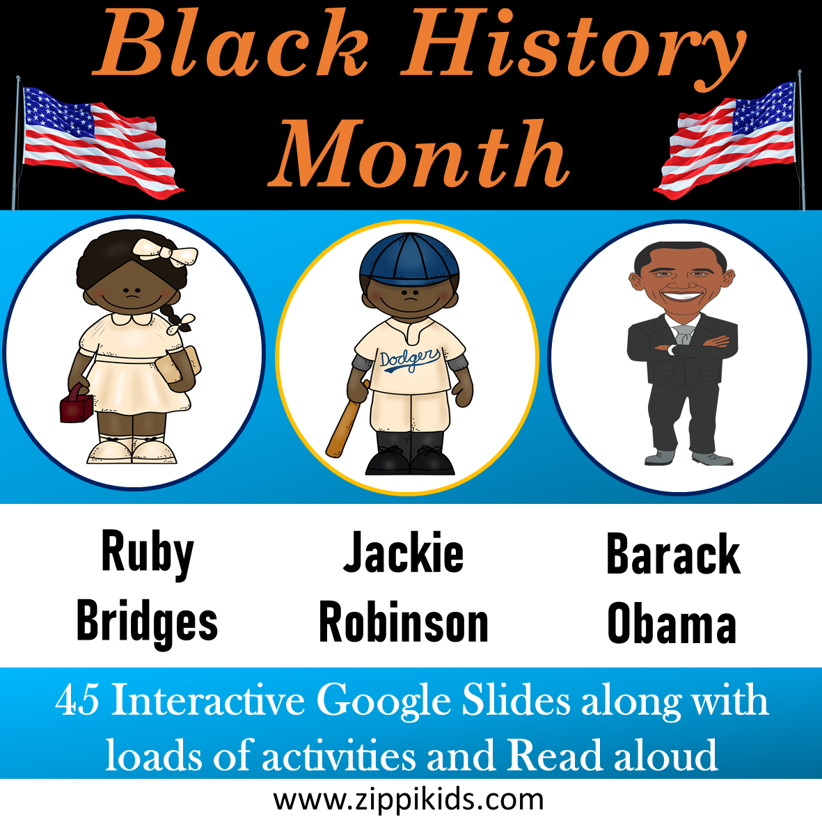 Ruby Bridge, Jackie Robinson, Barack Obama - 42 Google Slides