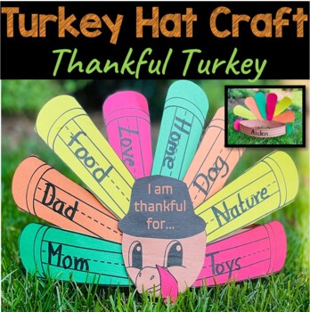 Turkey Craft Hat, Thanksgiving Craft Activities. Thankful Turkey Craftivity