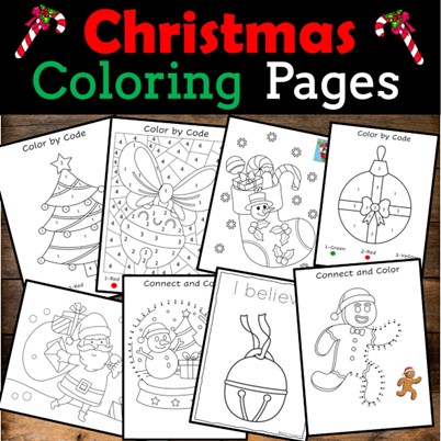 10 Christmas Coloring Pages: PDF Coloring Christmas Printables, Winter Coloring  Sheets, Holiday Coloring Pages, Christmas Activity Page 