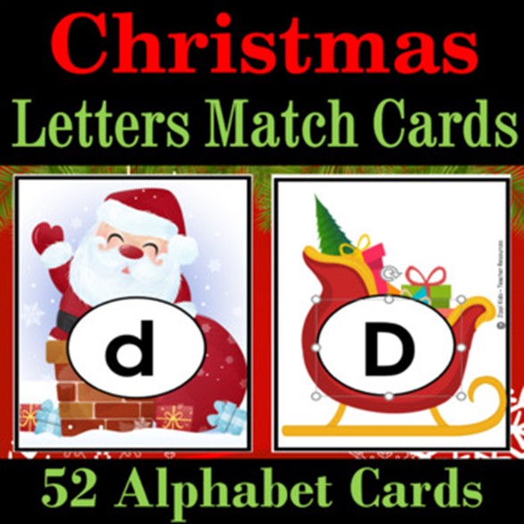 Christmas Alphabet Task Cards, Santa Letter Match, Christmas Activities
