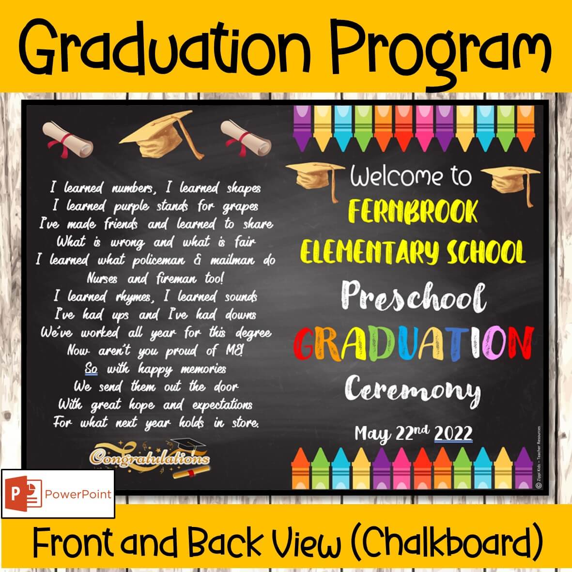 EDITABLE Preschool Graduation Ceremony Program Template For All Grades