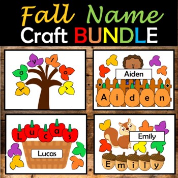 Fall Name Craft Activities, Acorn Craft, Apple craft, Pumpkin craft, Fall Leaf craft
