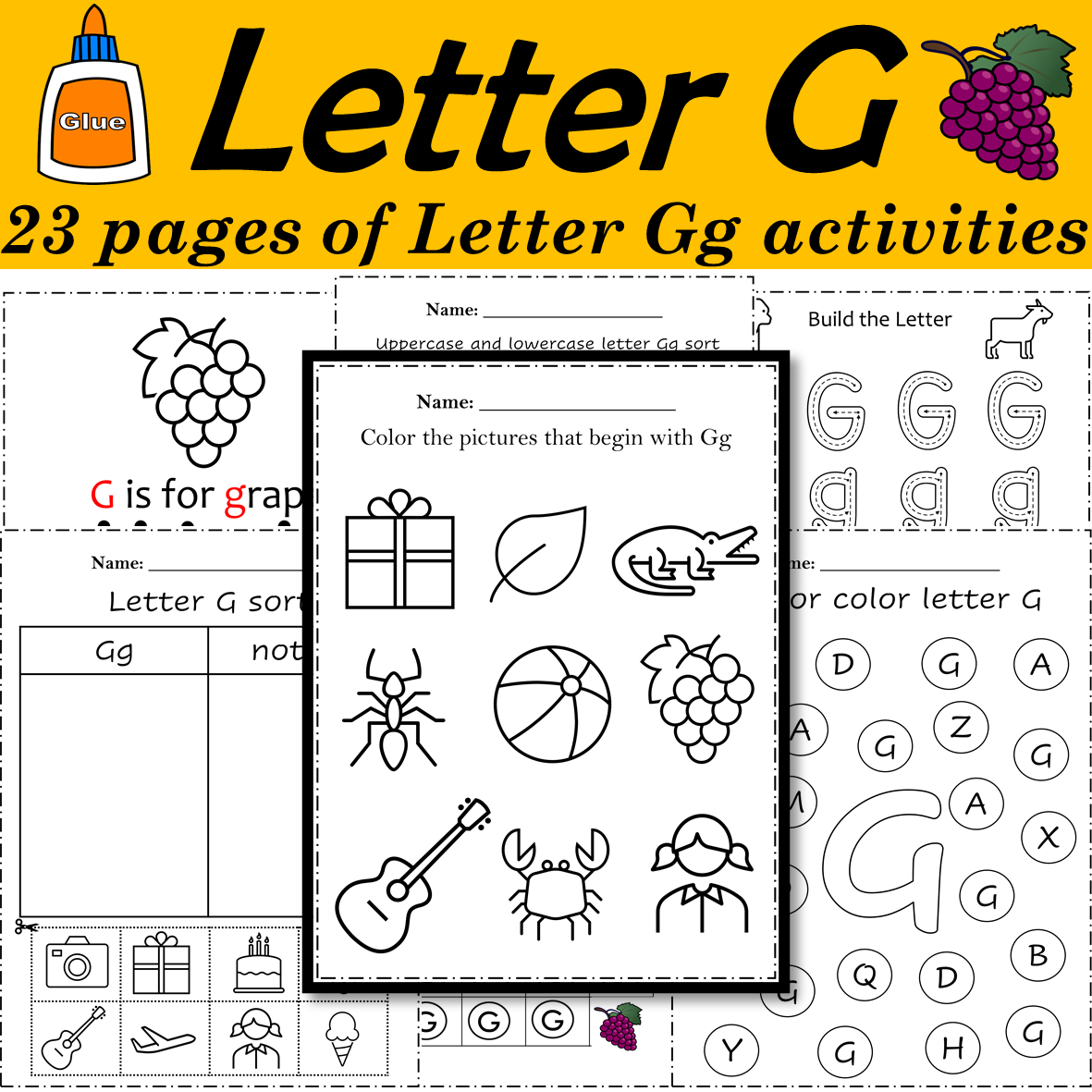 Alphabet Letter of the Week G Activities - Printable PDF - Zippi Kids