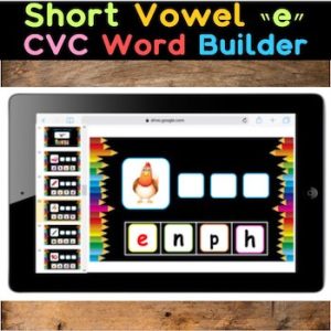 Free Short Vowel "e" CVC Word Builder - 10 Google Slides - Zippi Kids