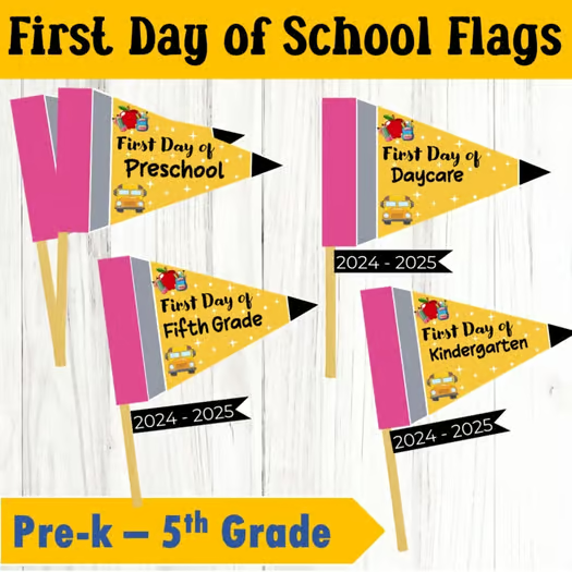 First day of school pennant flags