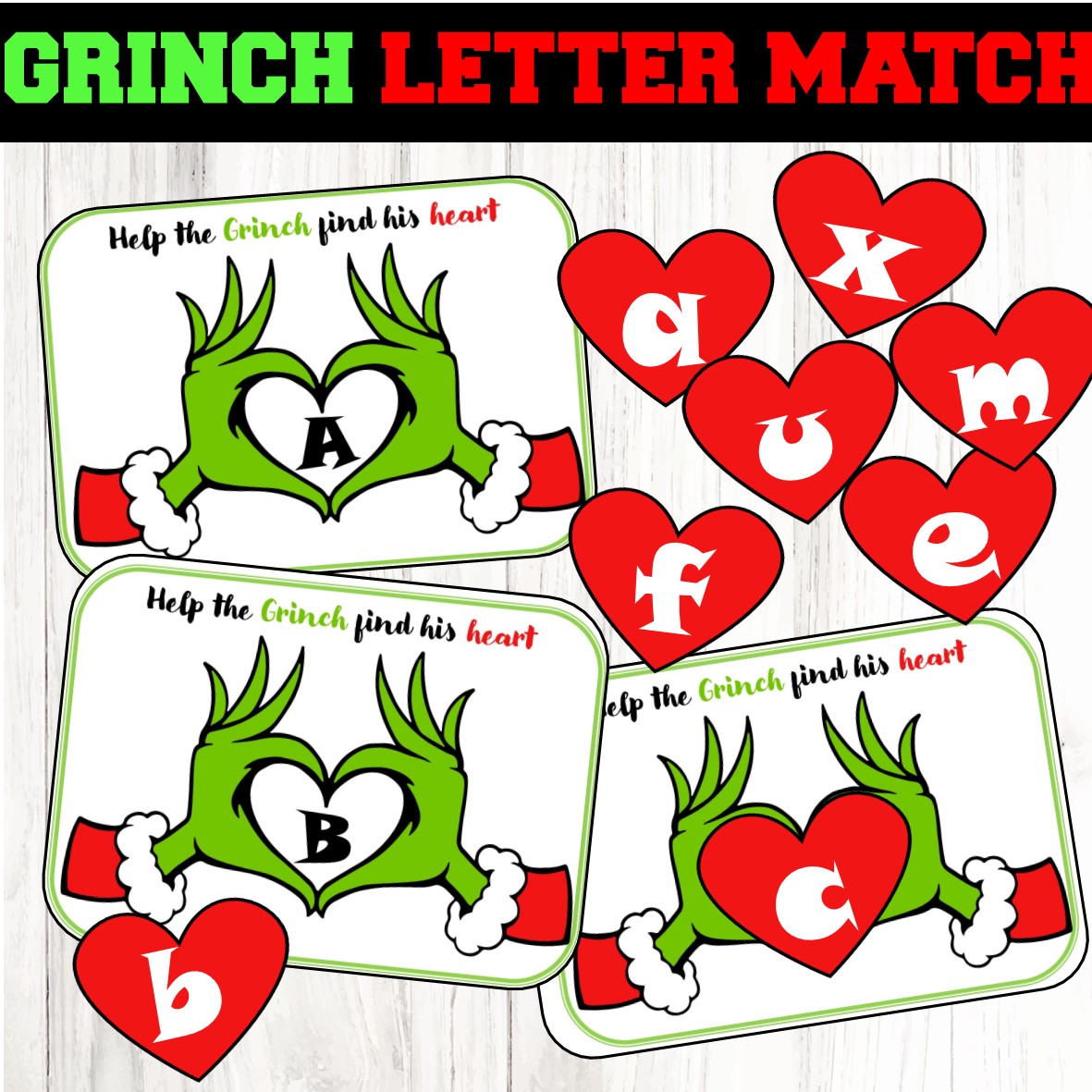 Grinch Alphabet Letter Match Printable for kids