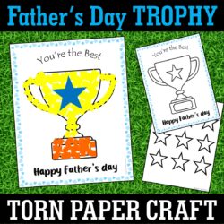 Fathers Day Trophy Torn Paper Craft Template