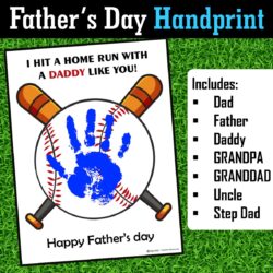 Father's Day Baseball Handprint Keepsake Craft for Sports lover DAD