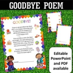 End of School Year Goodbye Poem gift from teacher to students