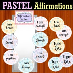 Pastel Affirmation Station, Positive Affirmations Mirror Display, EDITABLE