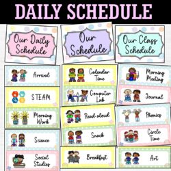 Pastel theme Visual Schedule Cards, Editable Daily Schedule Chart