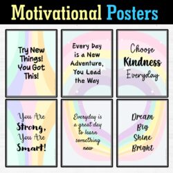 Pastel Theme Motivation Classroom Posters, Calm Pastel Muted Rainbow Decor