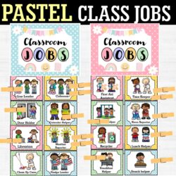 Pastel Classroom Jobs Chart | Calm Muted Rainbow Classroom Decor