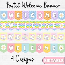 Pastel Welcome Banner Editable Display Bulletin Board decor, Classroom decor