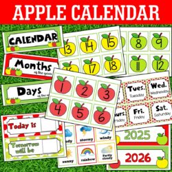 Apple Calendar Pocket Chart, Apple Pattern Cards