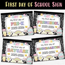 Composition notebook "First Day of School" printable signs