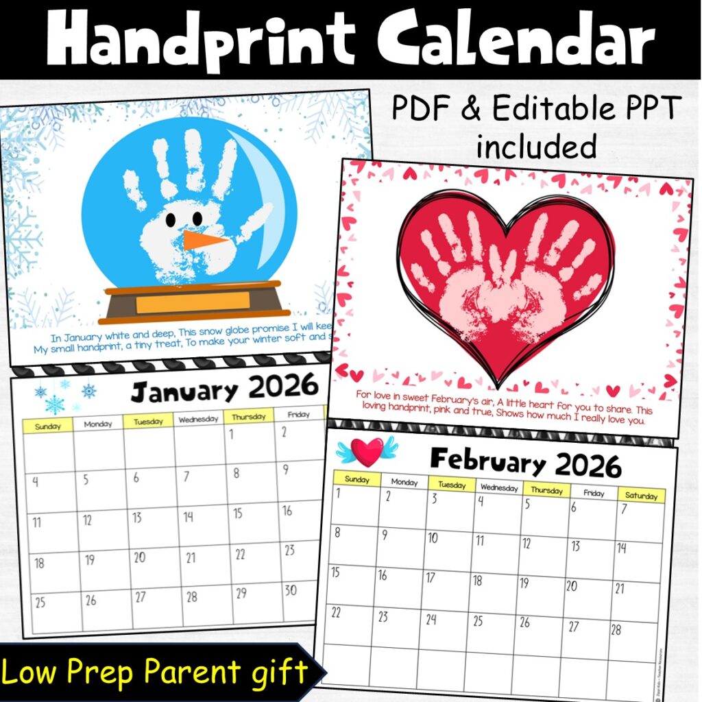 2026 Handprint Calendar Keepsake, Gift for Parent , New year gift ...